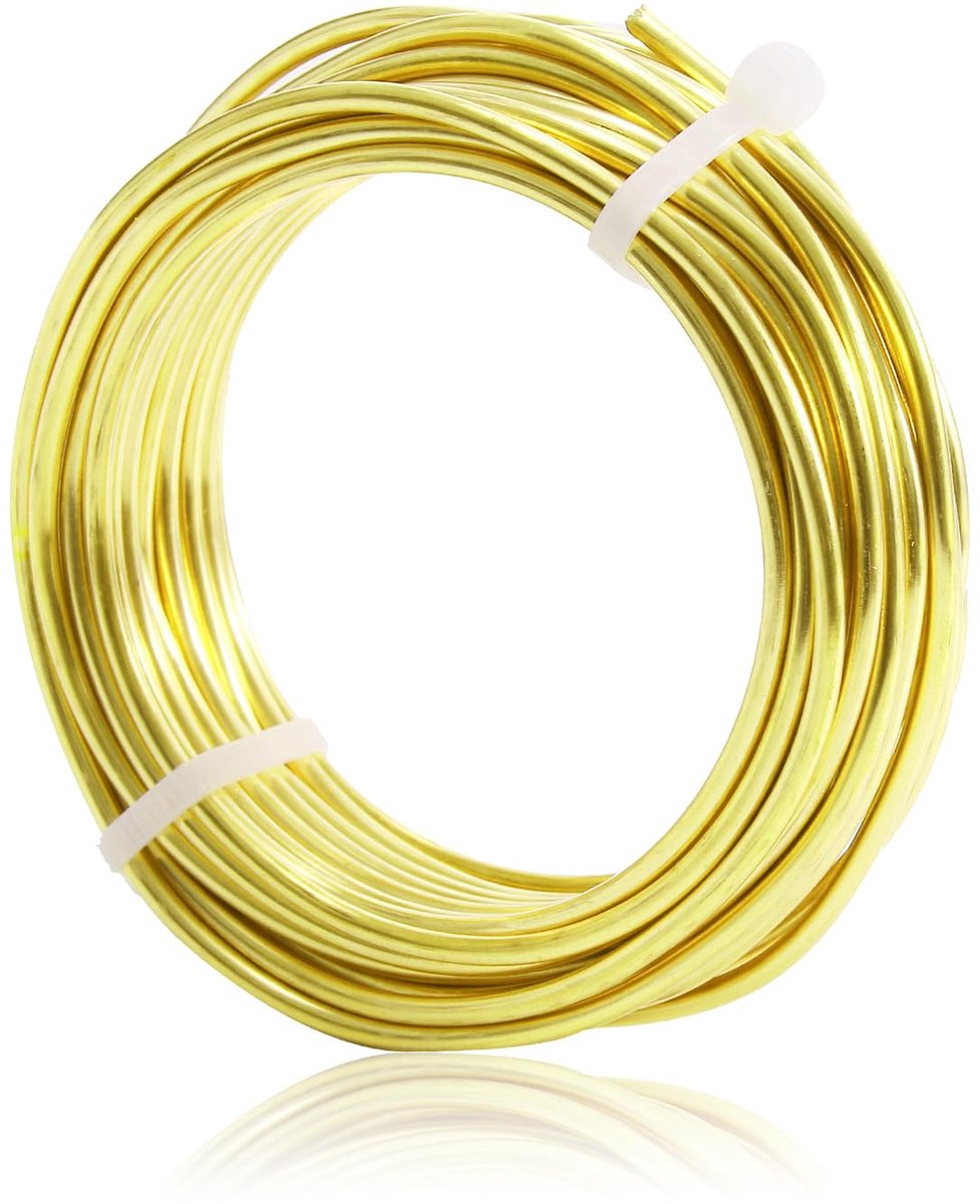 Messingdraad, 2,5 mm sieradendraad, 6 m goudkleurige knutseldraad voor tuinieren, sieraden maken, kralenborduurwerk, doe-het-zelfprojecten, ornamenten