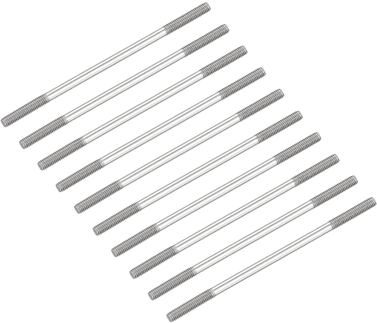 Dubbelzijdige penschroeven (M4-schroefdraad 80 mm lengte) 10 stuks, 304 roestvrij staal dubbele schroefdraadbouten - voor huishoudelijk onderhoud