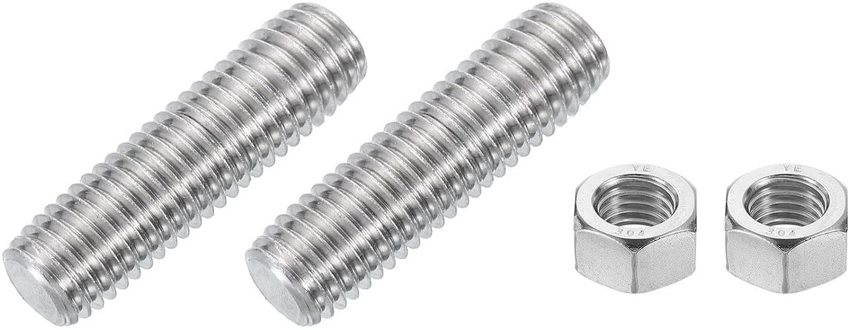 5/8"-11 stang met volledige schroefdraad, 2 stuks 304 roestvrij staal, lange schroefdraadschroef 2,3 lengte rechtse schroefdraad, voor meubelmontage, bevestiging