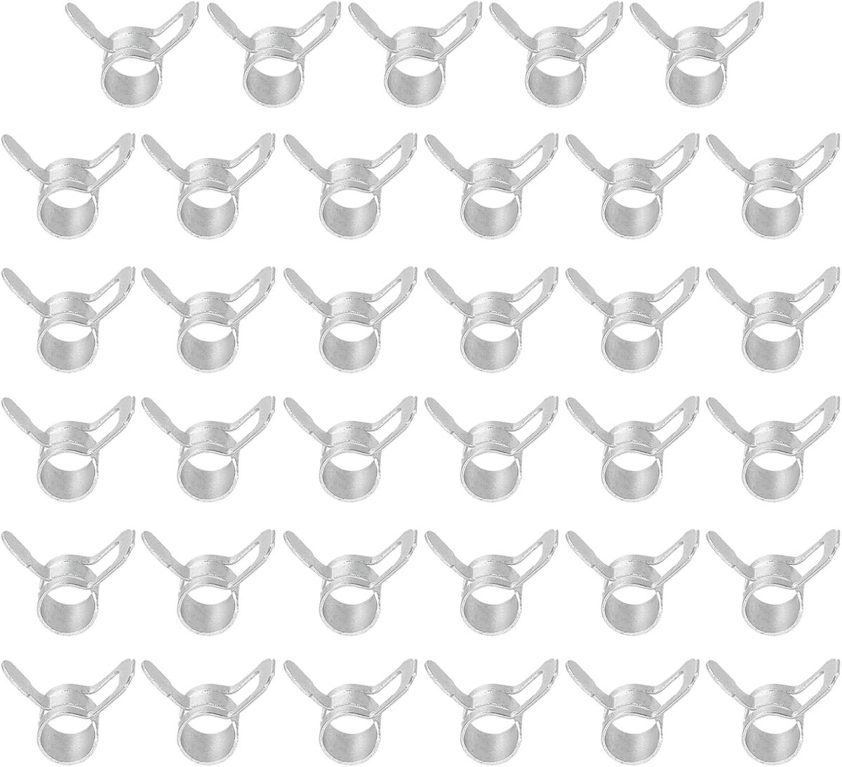 Veerband slangklemmen voor 5-6 mm OD-slang, 35 stuks siliconen vacuüm constante spanning bandclips voor brandstofleiding, siliconen luchtslang, waterpijp, zilver