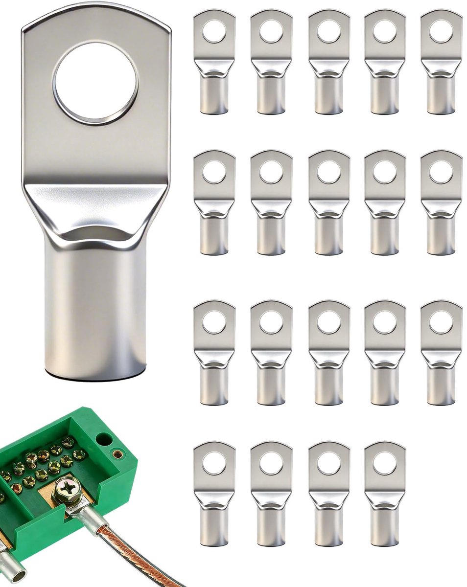 20 stuks, 16 mm², SC16-6, niet geïsoleerd, SC-kabel, ringkabelschoenen, ringkabelschoen, kabelconnector, gat Ø SC16-6, voor 16 mm² kabel voor auto, vrachtwagen, motorfiets, boot