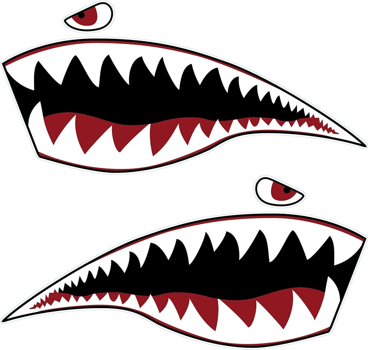 2 stuks muurkunst Warhawk haai tijger vinyl sticker waterdicht doe-het-zelf grappige grafische accessoires voor auto, kajak, kano, vissen, boot, vrachtwagen, jetski, hobie, dolk, oceaan, boot,
