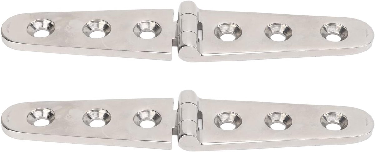 Grade 316 Roestvrij Staal Flush Mount Scharnieren, Spiegel Gepolijst, Heavy Duty Gate Strap Scharnieren voor Boot Dek Kast Schuifdeur, 152 x 30 mm, 3 Gaten, 2 Stuks