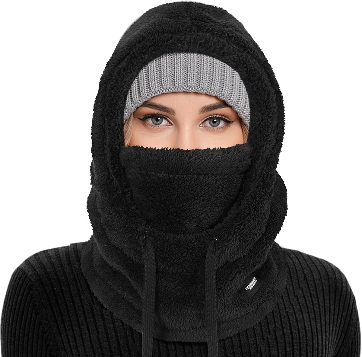 fleece winterbivakmuts voor dames en heren, skimasker, multifunctionele muts, winddicht, thermisch, fleece hoed met nekwarmer, voor outdoorsporten, skiën, fietsen, wandelen, hardlopen