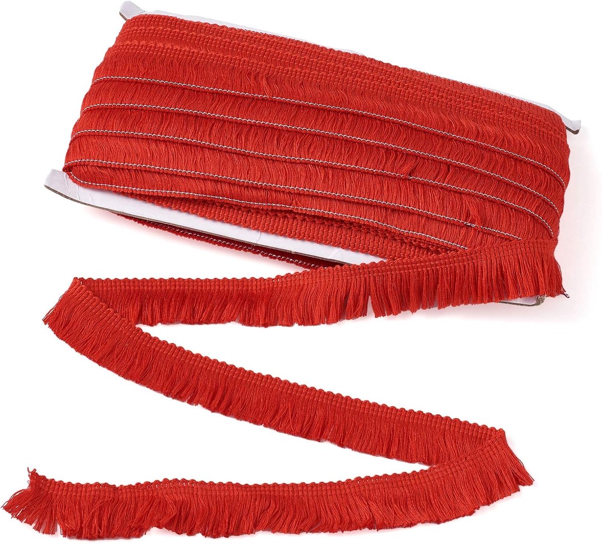 Franje kwastje kant trim 2,5 cm x 24,7 meter folie franje trim donkerrood voor naaien quilten lampenkap gordijn decoratie