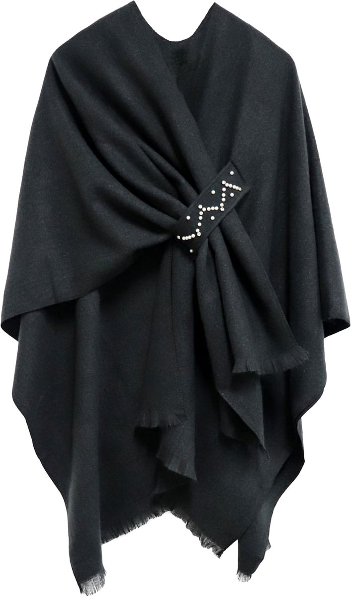 Omkeerbare oversized poncho voor dames, elegante gebreide cape-deken, wikkelvest, sjaal, mantel voor lente en herfst