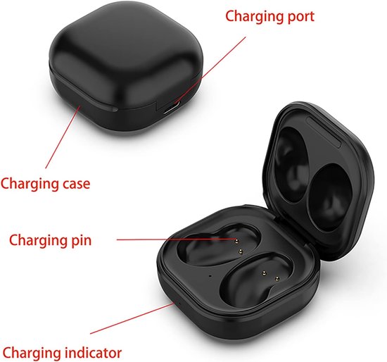 Case Vervanging voor Samsung Galaxy Buds Live SM R180, Oplaaddock Bedrade Oplader Case (Zwart GEEN Oordopjes) — afbeelding 2