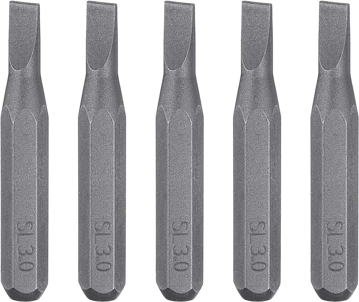 5 stuks SL3.0 sleufschroevendraaierbit 5/32 inch zeskantige schacht 28 mm/1,1 inch lengte magnetische platte kop zeskantige bits S2 staal schroevendraaierbit voor elektrische