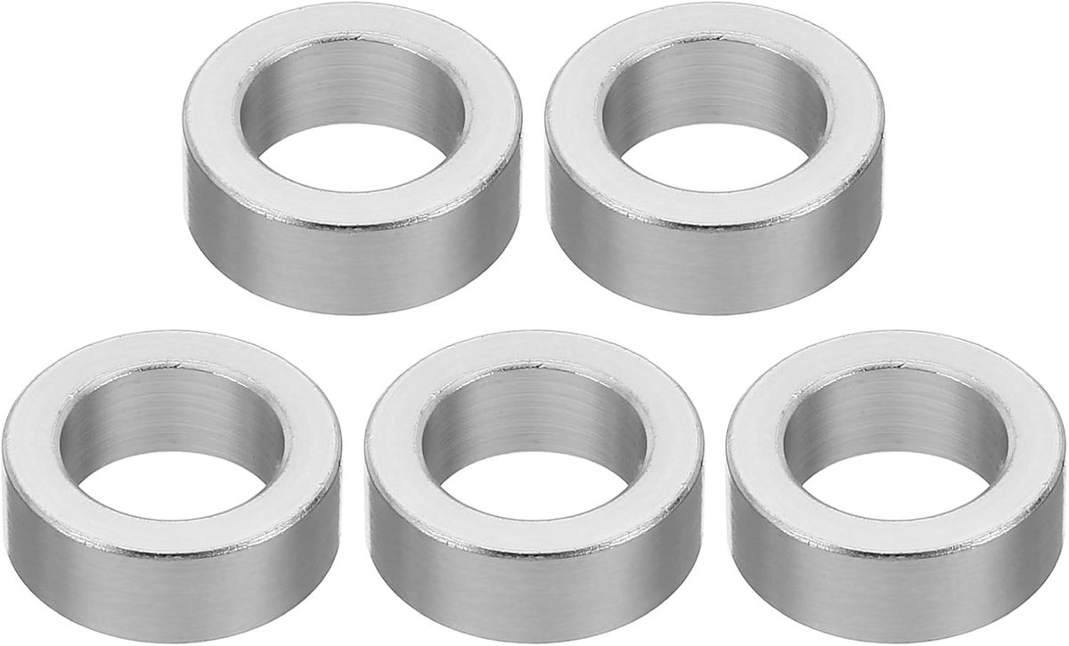 M10 5 stuks ronde aluminium afstandhouders metalen afstandhouders aluminium afstandhouders aluminium 10,2 mm ID x 16 mm AD x 6 mm L dikke aluminium afstandhouder schroef afstand voor 3/8 inch