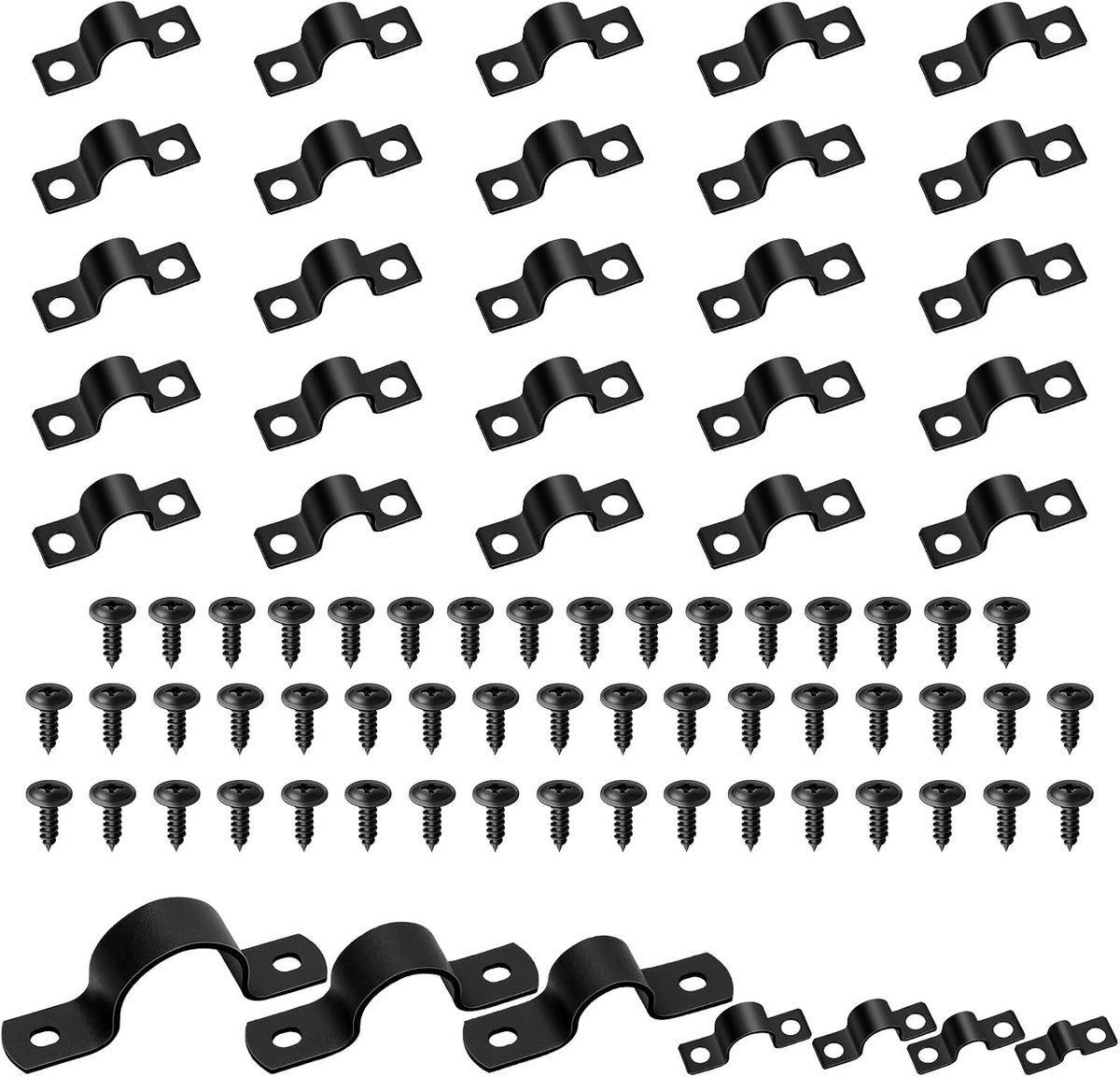 25 Set 3/8" (10 mm) Twee Gaten Pijpbandklem, Koolstofstaal Stijve U-Beugel Klemmen U-Tube Strap Klem Buis Bu