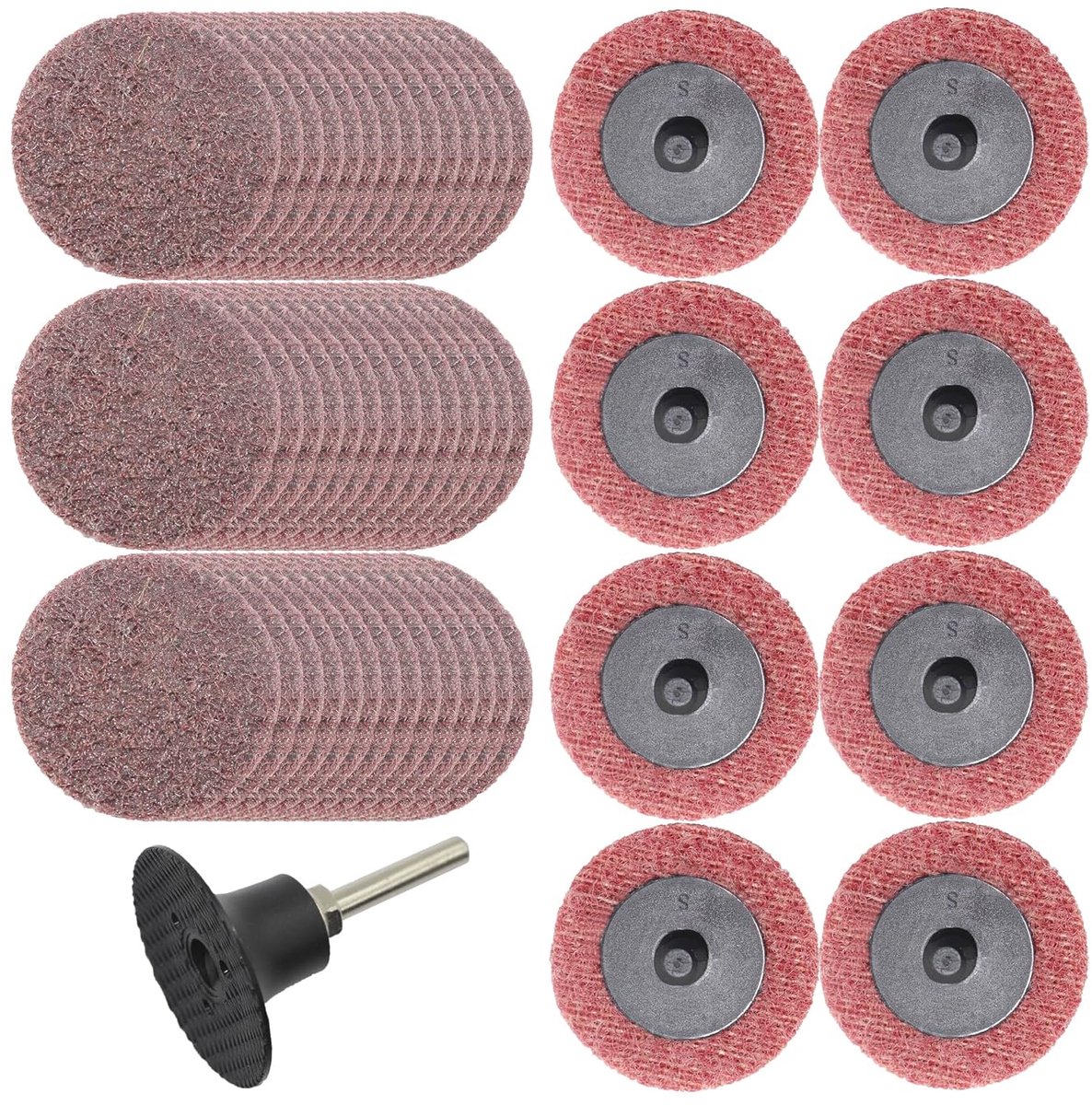 50 St Surface Conditioning Schuurschijf Middel 50 mm met Schacht | 50mm Rechte Slijper, 6,35mm Schacht, Nylon Schuurschijf, Vliesschijf Snelwisselschijf, Roest Metaal Staal Ijzer, DGTAA52C2