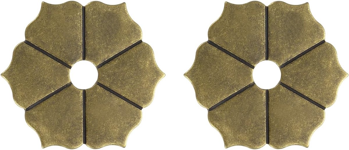 2 stuks bodemplaat voor meubelgreep, 1,38 inch zeshoekige bloemenvorm plaat bodem van messing, sluitring, klassieke decoratie voor meubels, afdichting voor deur, lade, kast (bronskleurig)