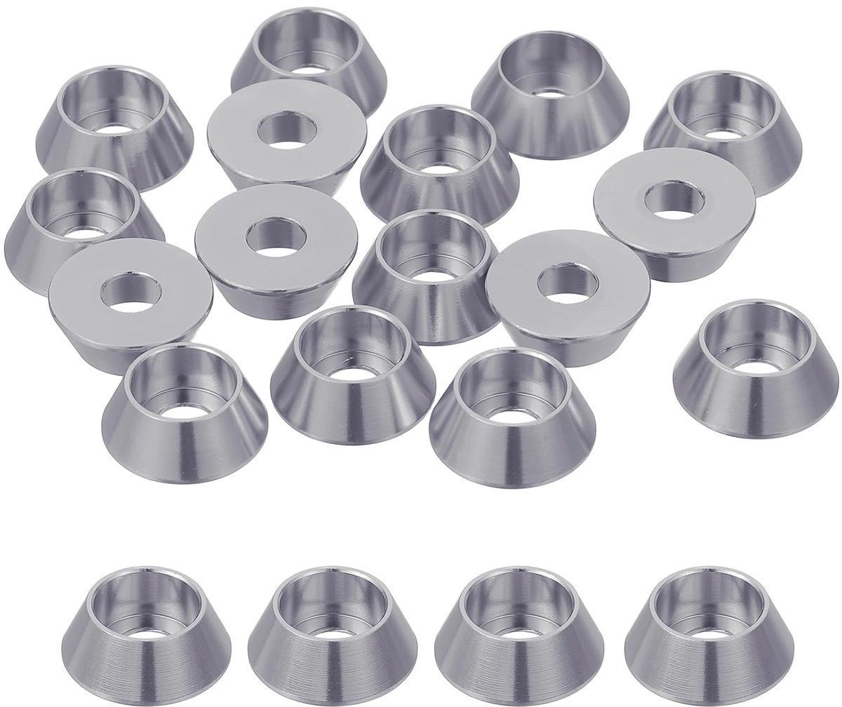 20 stuks verzonken kopsluitringen, bekerringen M4 x 12 mm, verzonken sluitring, aluminium boutringen voor kopschroeven, draadstang, mechanische accessoires, titaniumgrijs