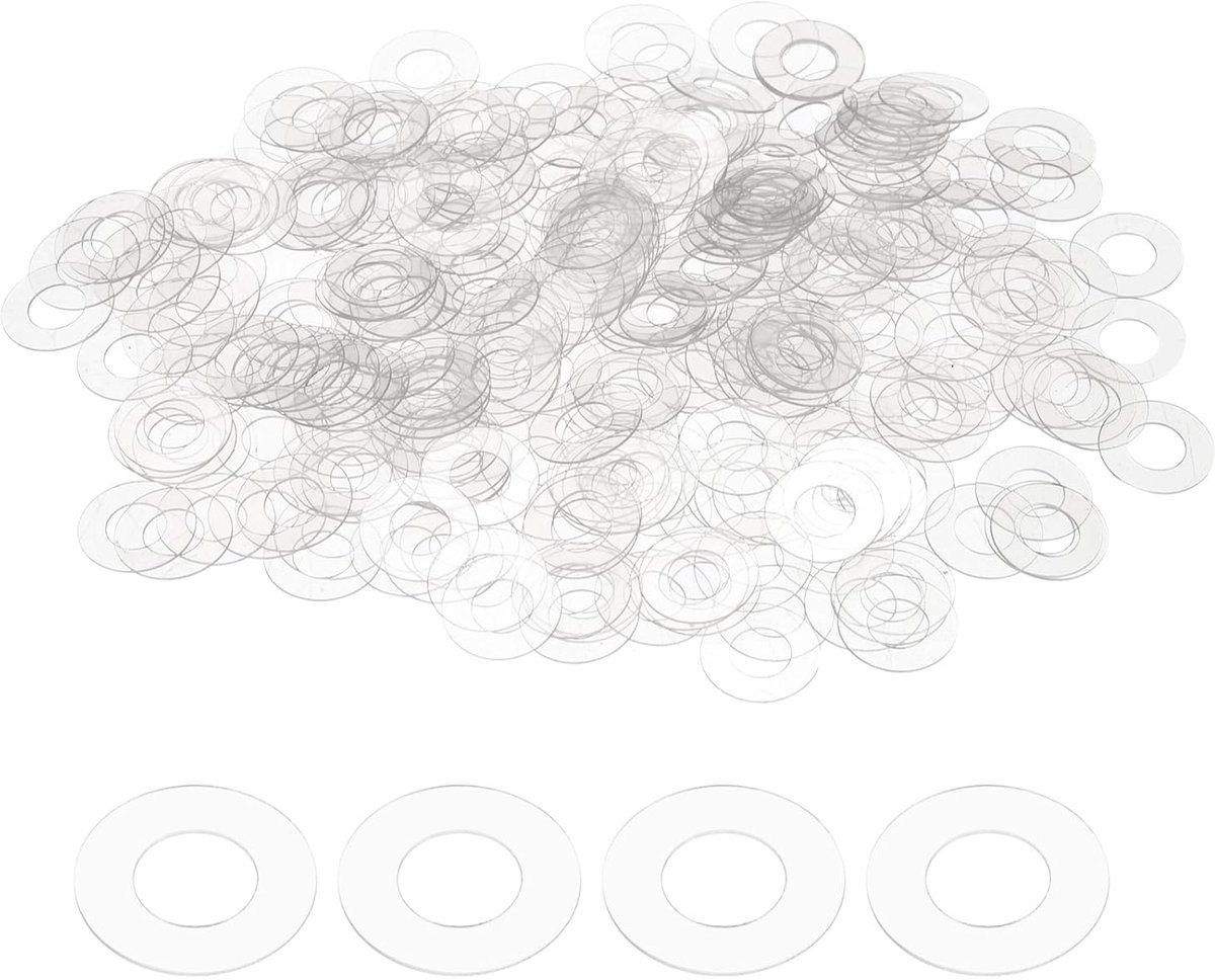 300 stuks platte pvc-sluitringen, M5, 5 mm, ID, 10 mm, OD, 0,3 mm dik, afdichting, afstandsringen, metrische ronde sluitringen, vervanging voor waterbuizen, handgrepen, douchedeur
