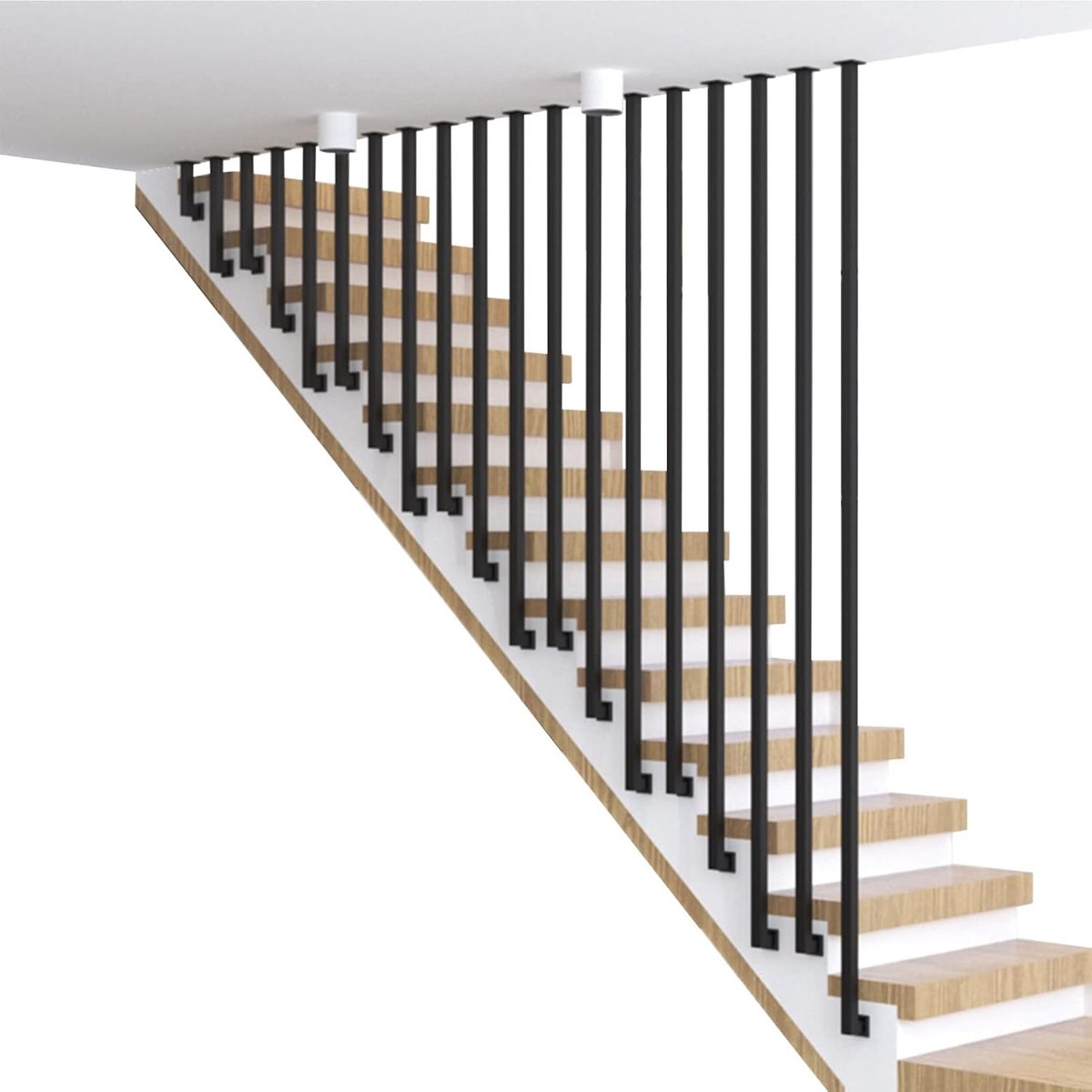 Handleuningen voor trappen, industriële ijzeren pijp Zwart metalen treden leuningen muurbalustrade voor buiten en binnen, L-vormige gang Zolder stap hek vangrail (Size : 50cm)