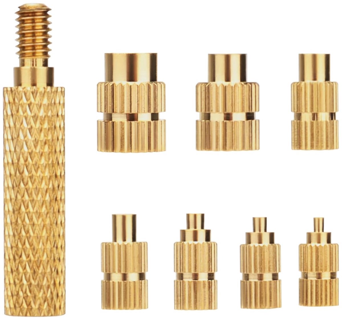 Set, 8 stuks Einschmelzhilfe soldeerbout voor M2/M2,5/M3/M4/M5/M6/M8 insmeltdraad, messing soldeertips/insmelthulpen (Tip Change - 7 maten)