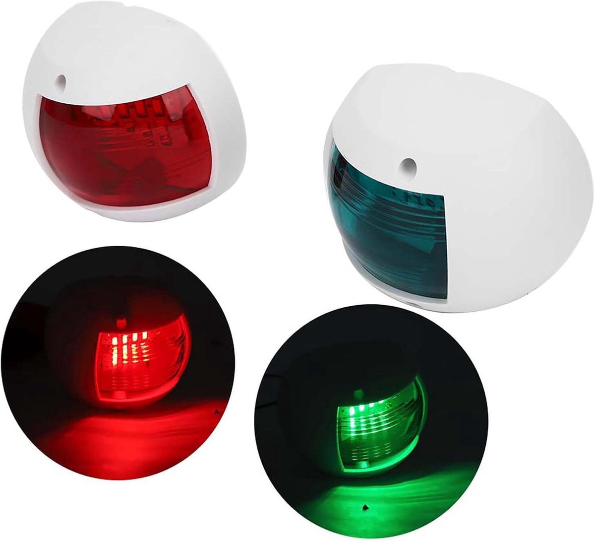 Navigatie Signaallicht, paar bolvormige groene LED waterdichte bootverlichting DC12V-24V 3W voor jachten en speedboten