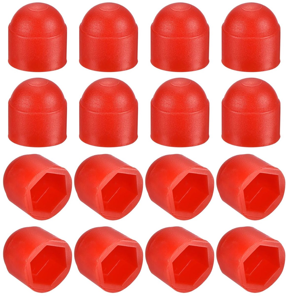 Zeskantmoeren, 150 stuks, M6 rode kunststof koepelmoeren, beschermafdekking voor zeskantschroeven, bouten
