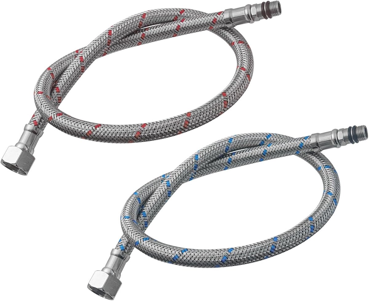 2 stuks flexibele slang van 60 cm,G3/8 inch vrouwelijk,M10 mannelijke aansluiting,gevlochten roestvrijstalen kraanslangverlenging voor mengkraan