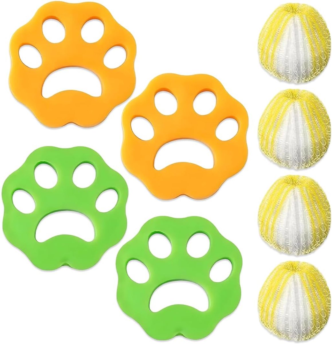 Anti-haarballen voor wasmachine, 8 herbruikbare wasballen, dierenhaarvanger, ideaal voor het verwijderen van katten- en hondenhaar.