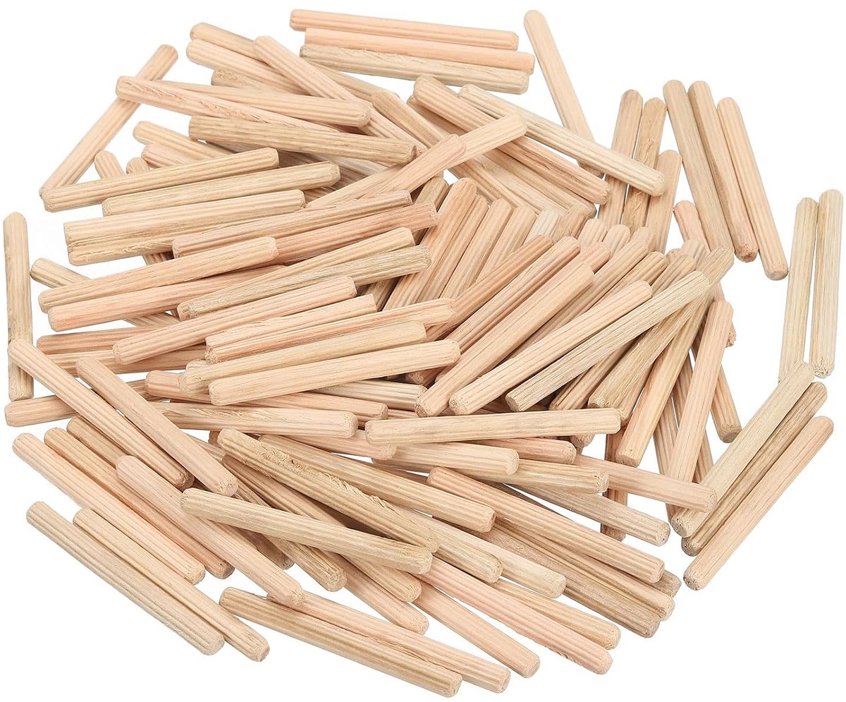 100 stuks 3/16" x 5" houten pluggen, houten deuvelstiften, meubelhouten verbindingsstiften, houten pluggen voor handwerk, doe-het-zelfprojecten