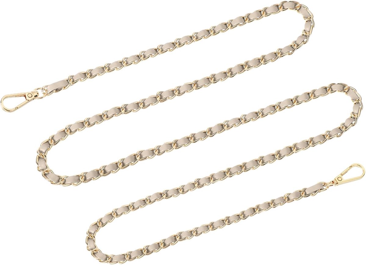 Tasketting, portemonneekettingriem, 140 cm, tassenriem, handtasketting, portemonneeriem voor schoudertassen, crossbody tassen, reserveriemen (gouden riem + gouden ketting)