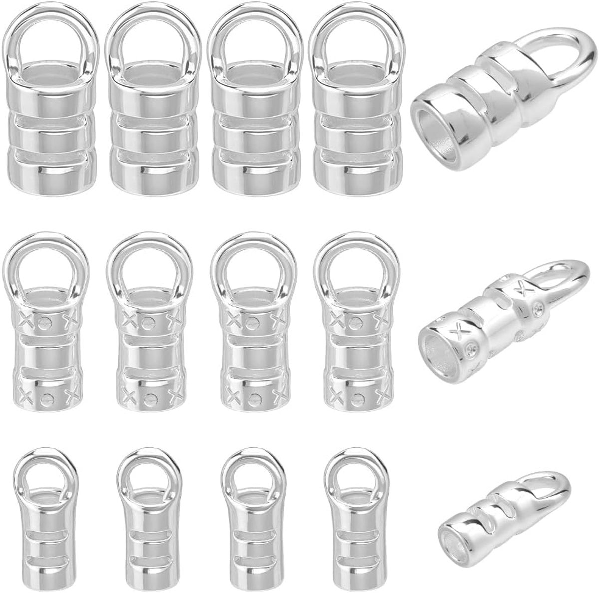 1 doos 30 stuks touweindkappen 925 sterling zilver gegalvaniseerde buizen krimpparels touw eindpunt terminator zoekopdracht sieraden maken armband halsketting leer touw kwast