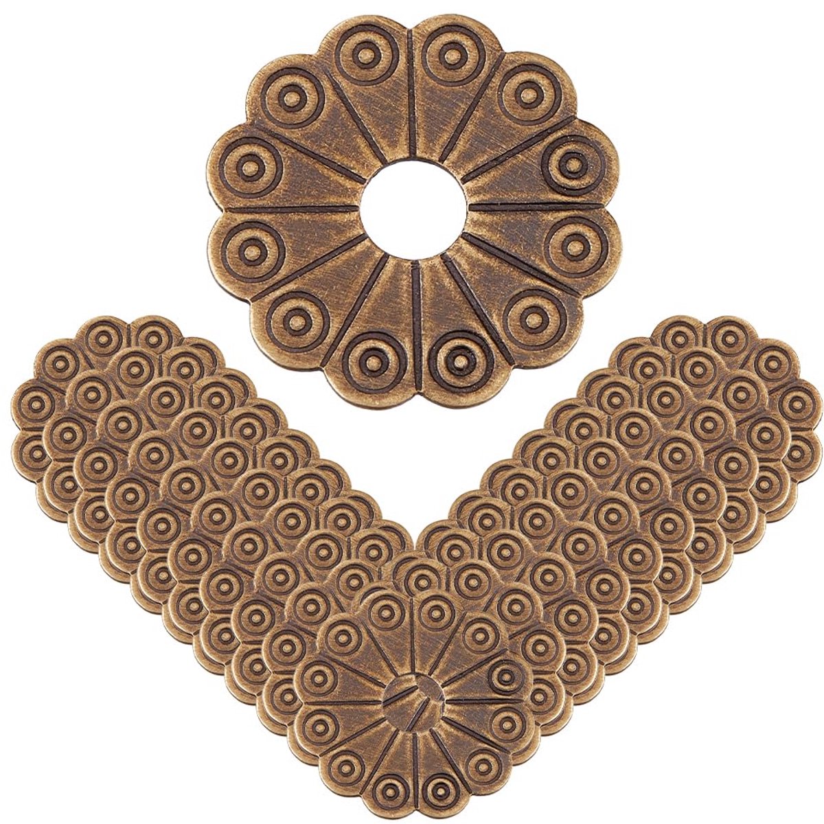 20 stuks messing sluitringen voor de achterplaat 2,4 cm klassieke meubeldecoratie afdichting bloemen hardware accessoires voor boxgrepen knoppen meubelkasten antiek brons