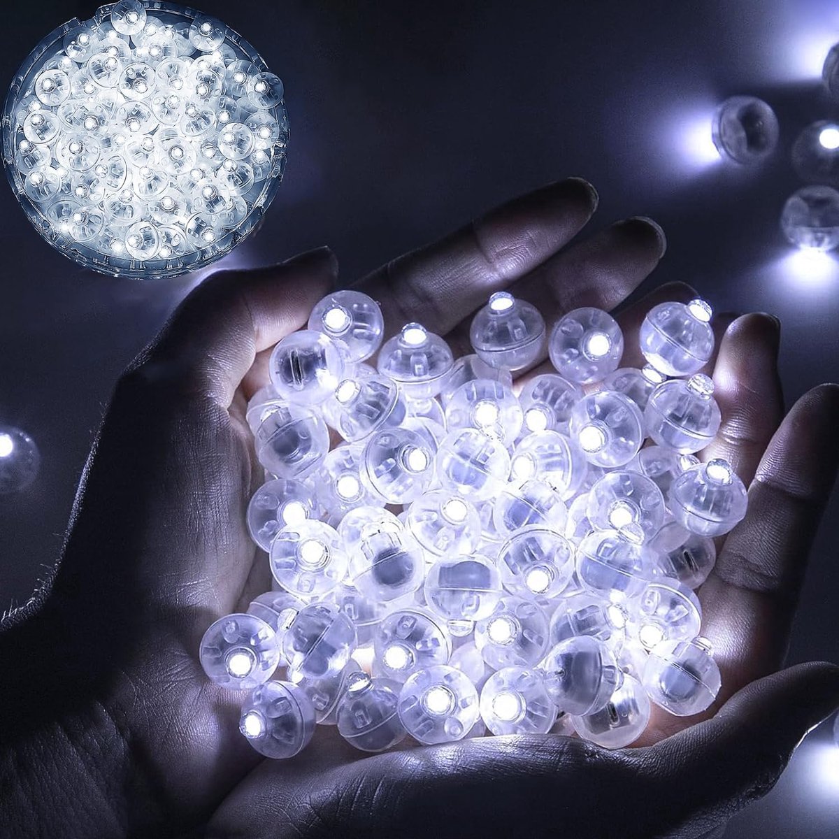 50 stuks led-ballonlampen, mini-ledlichtballen, kleine ledlampen, witte lantaarnverlichting voor Kerstmis, bruiloft, feest, verjaardag, Halloween, carnaval, decoratie