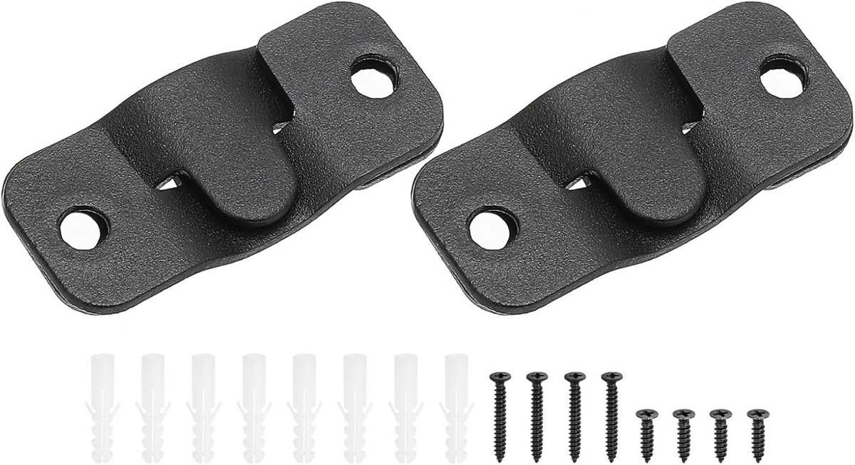 Inbouwbeugel 43 x 19 mm, 4 stuks in elkaar grijpende hangende gesp roestvrij stalen wandmontagehaken voor fotolijst, kunst, klok, planken, spiegels, zwart