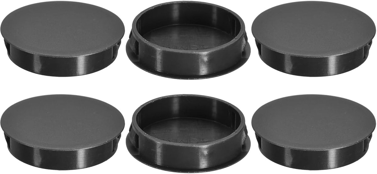 6 stuks 45 mm (1-3/4") nylon gatstop, nylon kunststof blindstop, buisstop, zwart, ronde kliksluiting, gaten voor industriële benodigdheden, keukenkast, kast, stoel