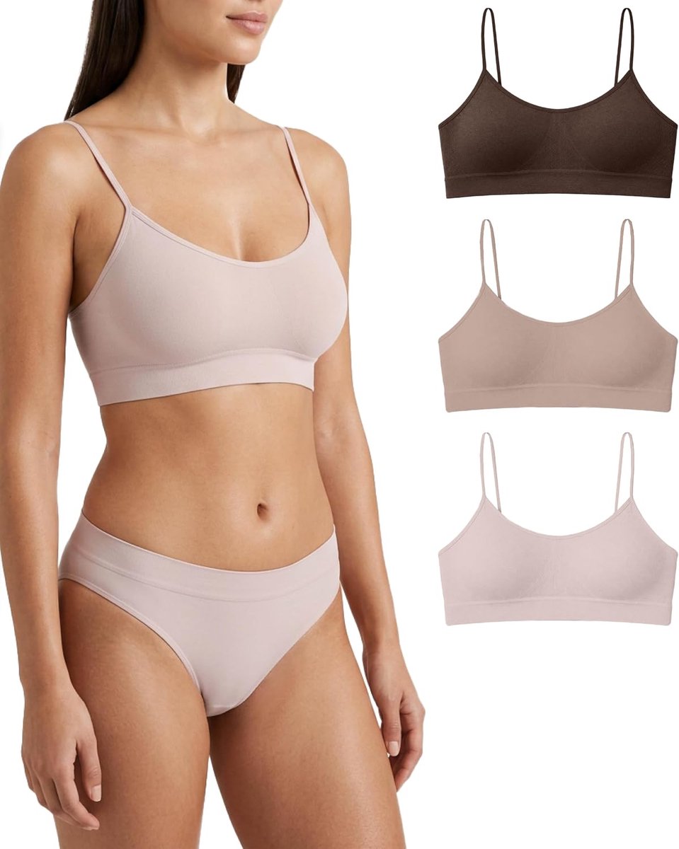 Dames BH Zonder Beugel Smalle Schouderbandjes 3 Stk - Zachte Microvezel, Seamless Comfort Bra, Onzichtbare Lingerie - Made in Italy