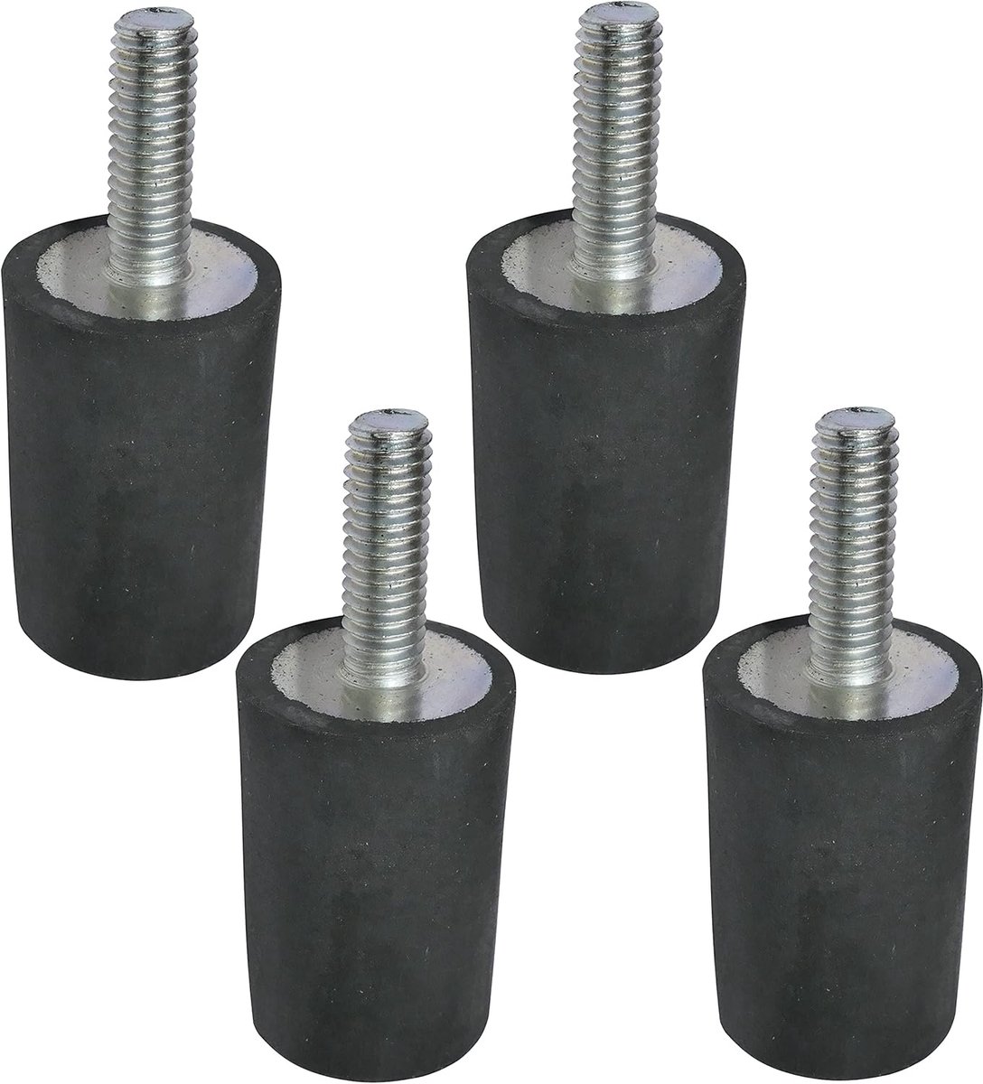 - C48888 - Set van 4 - rubberen buffer ronde voeten trillingsdemper isolatie - schroefdraad M6 - Ø20 mm H: 30 mm - hardheid 40 ± 5 - van rubber en staal - belasting 132N