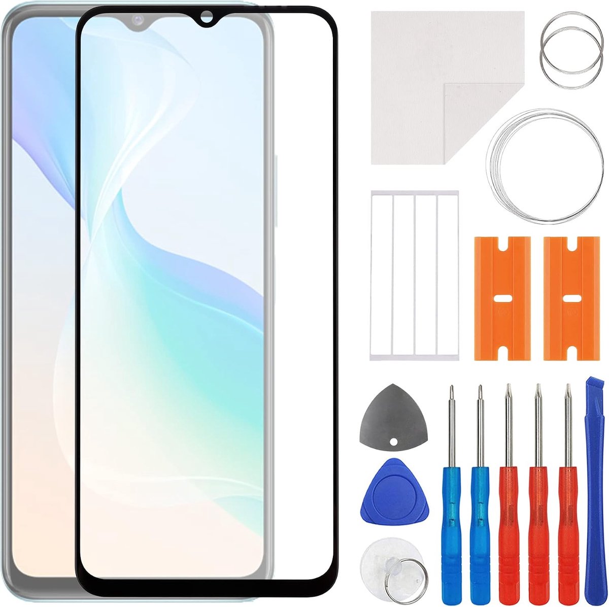 Glas voorglas reparatie set compatibel met vivo Y76 5G incl. gereedschapsset