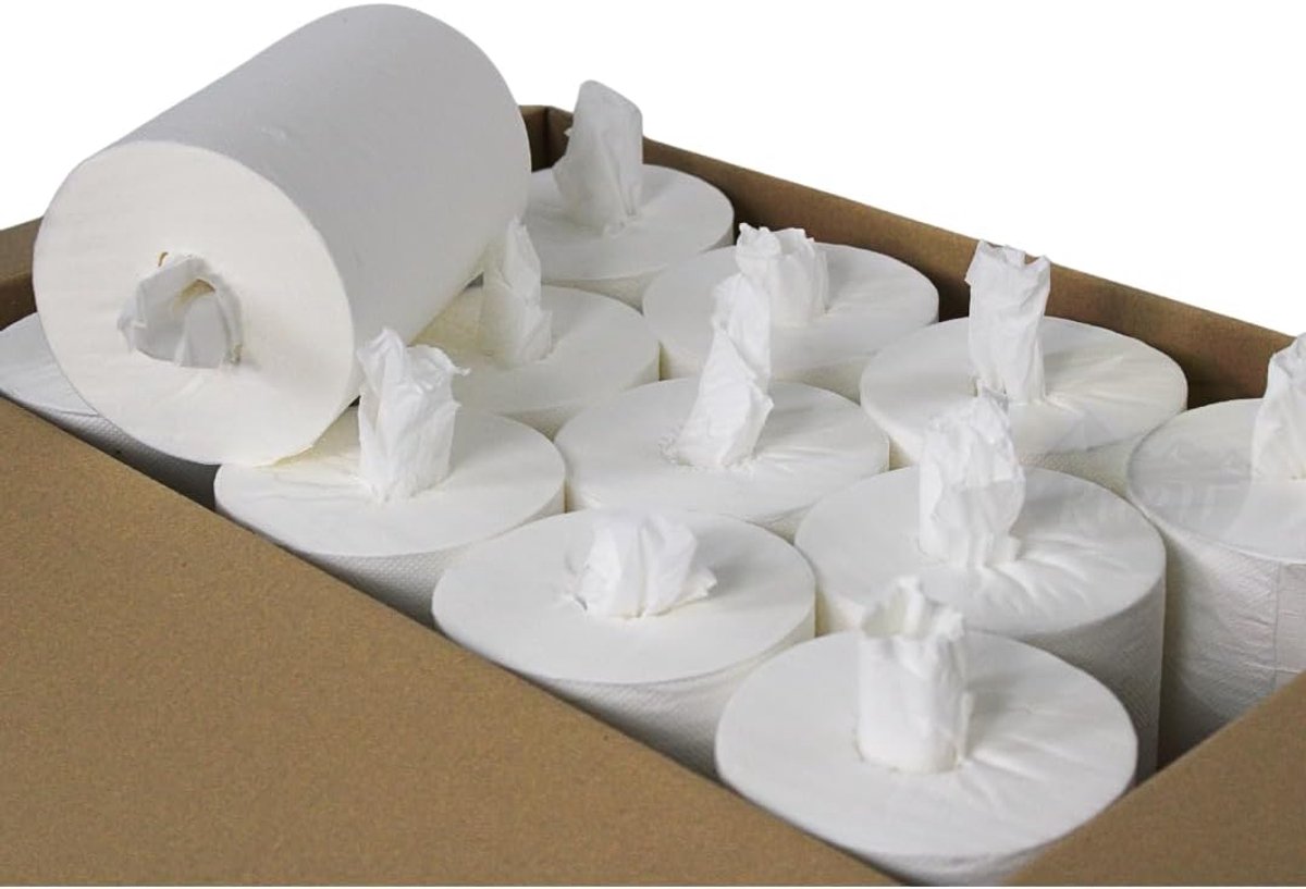 Mini handdoekrollen 12 × 120 m - 1-laags - wit - ideaal voor keuken en werkplaats - SnelShoppen