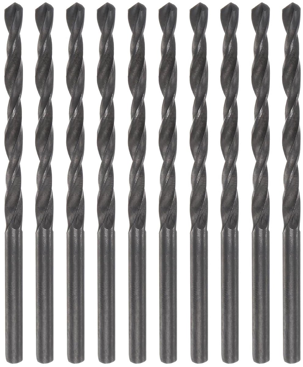 10 stuks jobber-boren, 32 mm (1/8 inch), nitridegecoat hogesnelheidsstaal (HSS) 4341 spiraalboor voor roestvrij staal, koper, aluminiumlegering, metaal, hout, kunststof, zwart