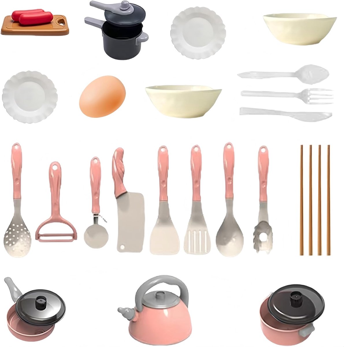 28 stuks mini-keukenaccessoires, keukenspeelgoedset, accessoires, miniatuur kookgerei, accessoires voor koken, kookgerei, potten en pannen, set geschenken