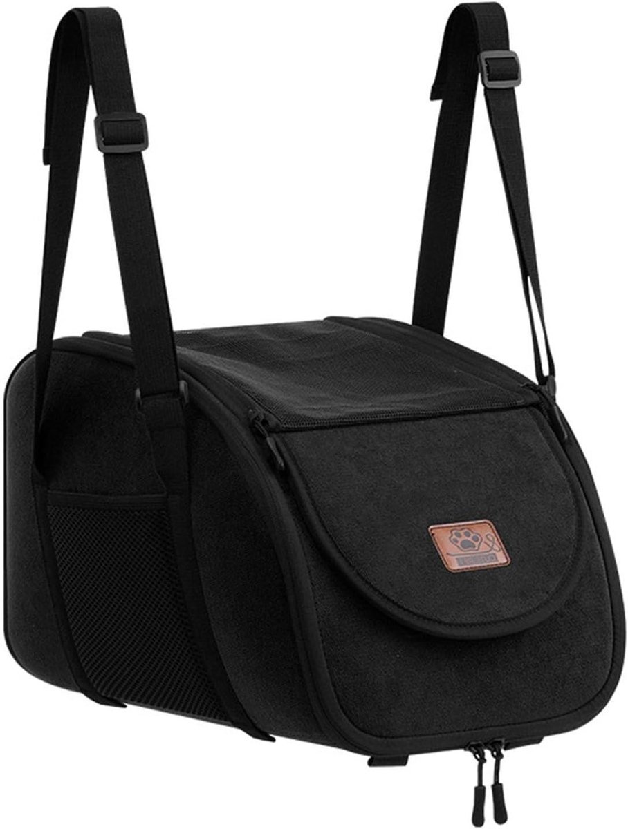 Hondenstoel Auto Middenconsole - Reisstoel Hond - Veilig Reizen - Met Elastische Banden - 39x24x24cm - Zwart
