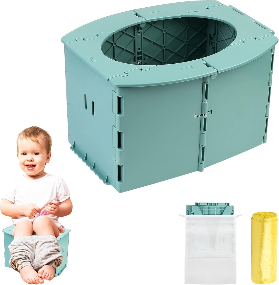 Kindertoilet voor onderweg, klaptoiletten voor kinderen, potje voor onderweg, potje voor kinderen, vouwbaar potje, mobiele vouwbare kindertoilet voor kinderen 12-36 maanden