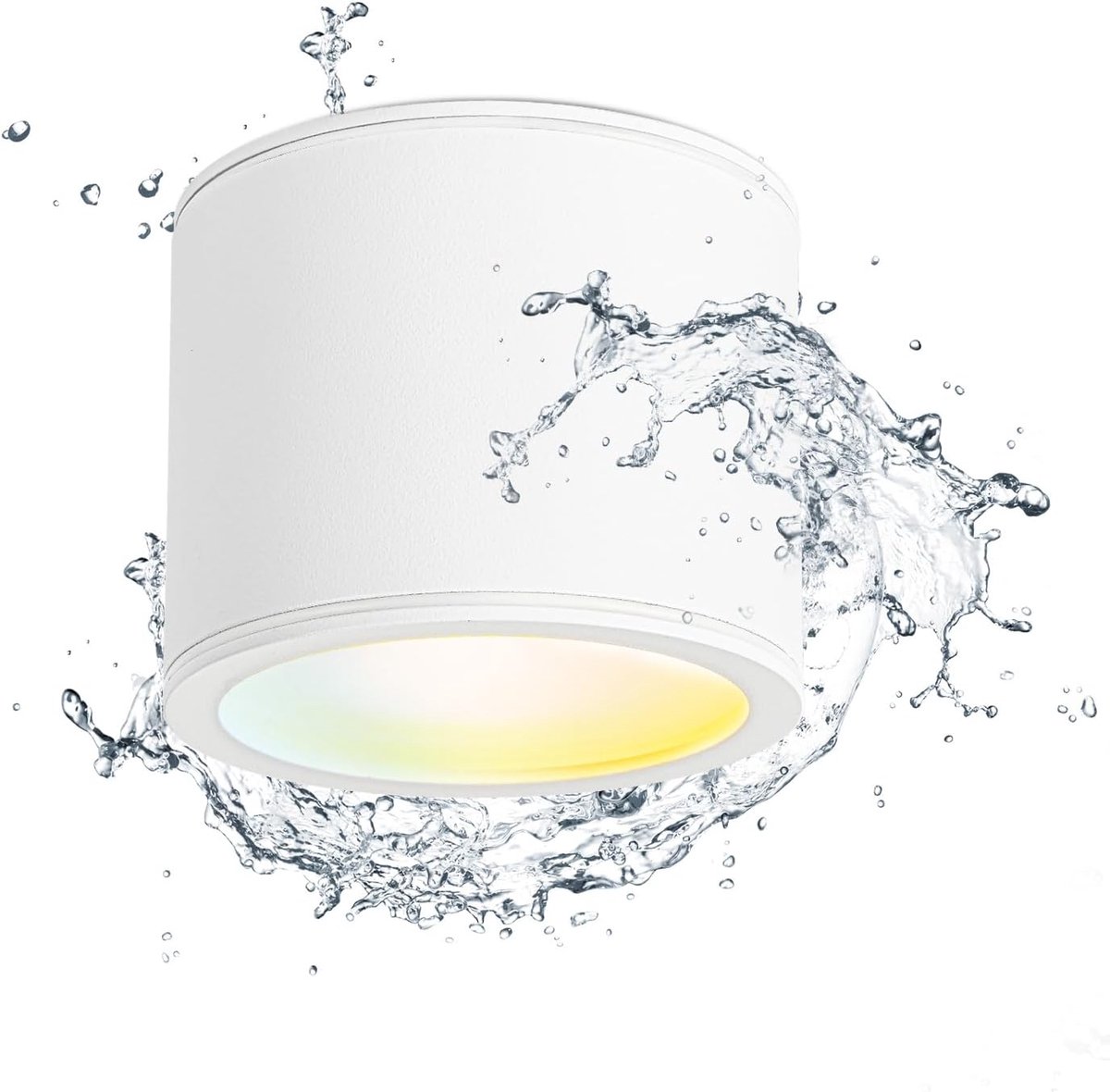 plafondspot, wit, IP44, 9 W, CCT 3000 K/4000 K/6500 K, opbouwspots 230 V, met GX53-fitting, rond, aluminium plafondlamp voor badkamer, badkamer