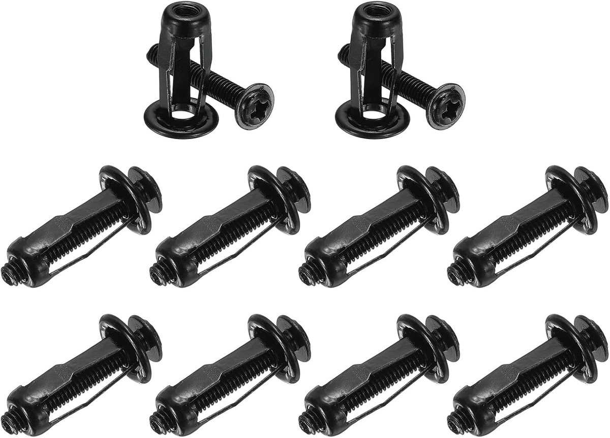 METERXITY 10-Pack M4 x 20 holle deur anker set, zwart | Petal Nuts Expansion Screw Jack Moer, voor holle wand, aluminium bekleding, stalen buizen, ijzeren platen, kunststof panelen