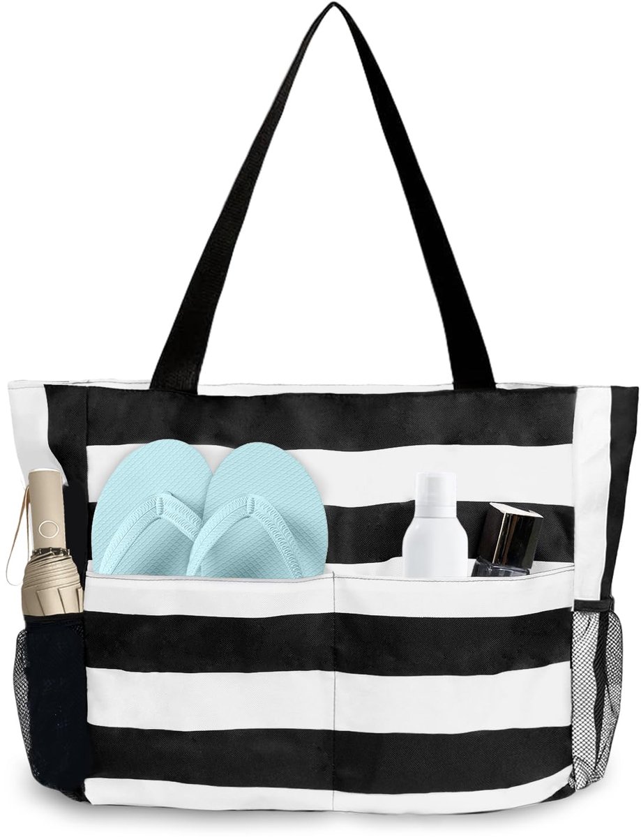 strandtas extra groot - lichtgewicht waterdicht - opvouwbaar met ritssluiting - perfect voor het strand - SnelShoppen