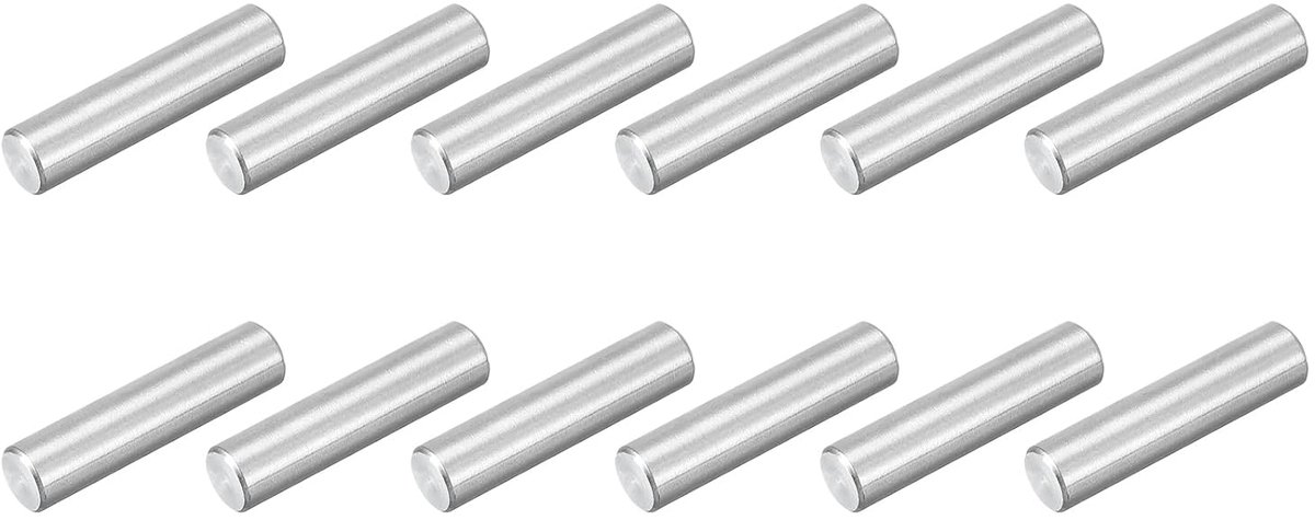 Centreerpenhouders, 12 stuks, 304 roestvrij staal, M6 x 25 mm, cilindrische penhouder, plankdrager, parallelle pen voor mechanische productie, industriële installatie, installatie van