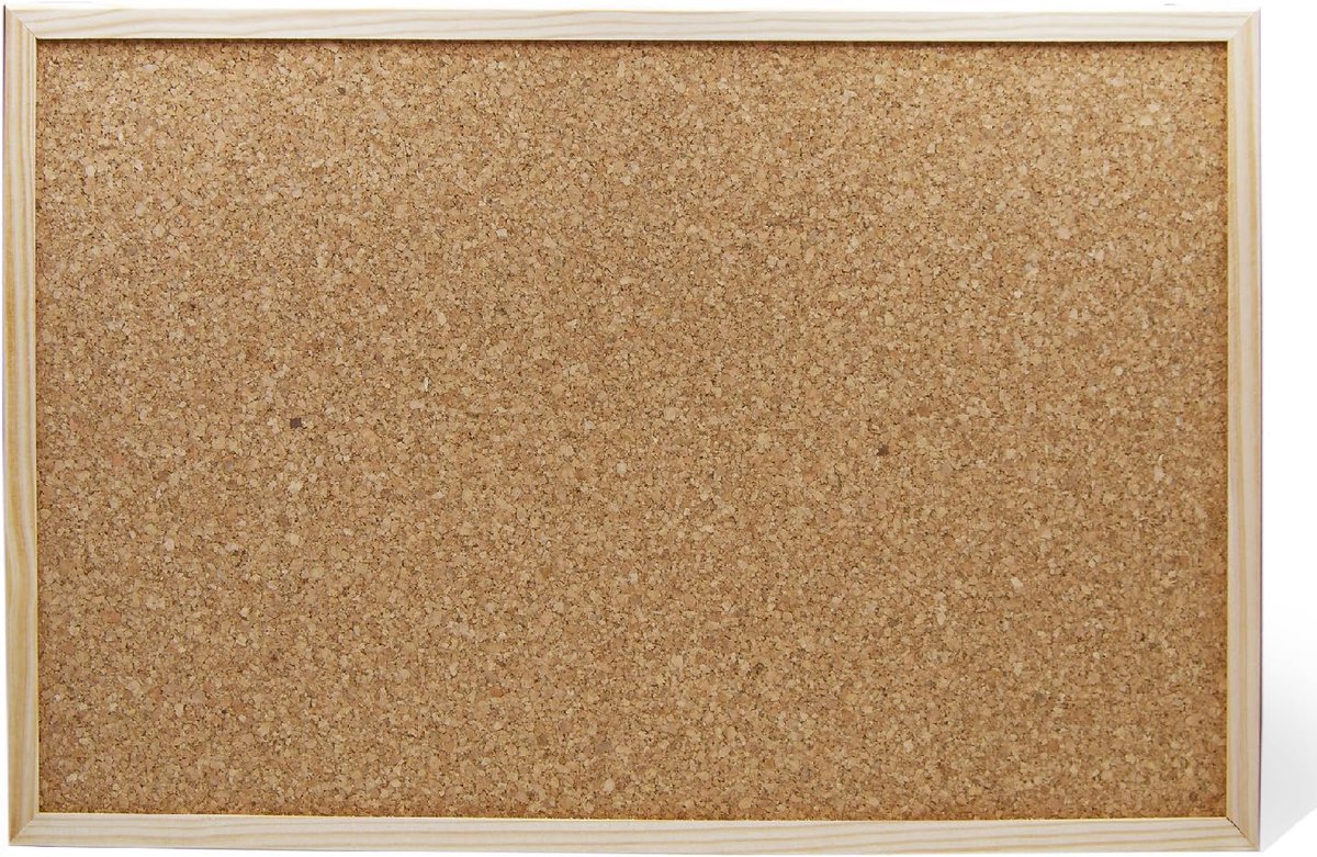 COM0015 Tablero De Corcho Laminado, robuust, met Marco De Madera (900 x 600 mm)