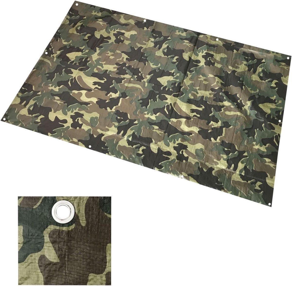 Army Woodland Camouflage afdekzeil, kunststoffen dekzeil, bouwzeil, tuinzeil, beschermend zeil met oogjes, 4 x 5 m, waterdicht