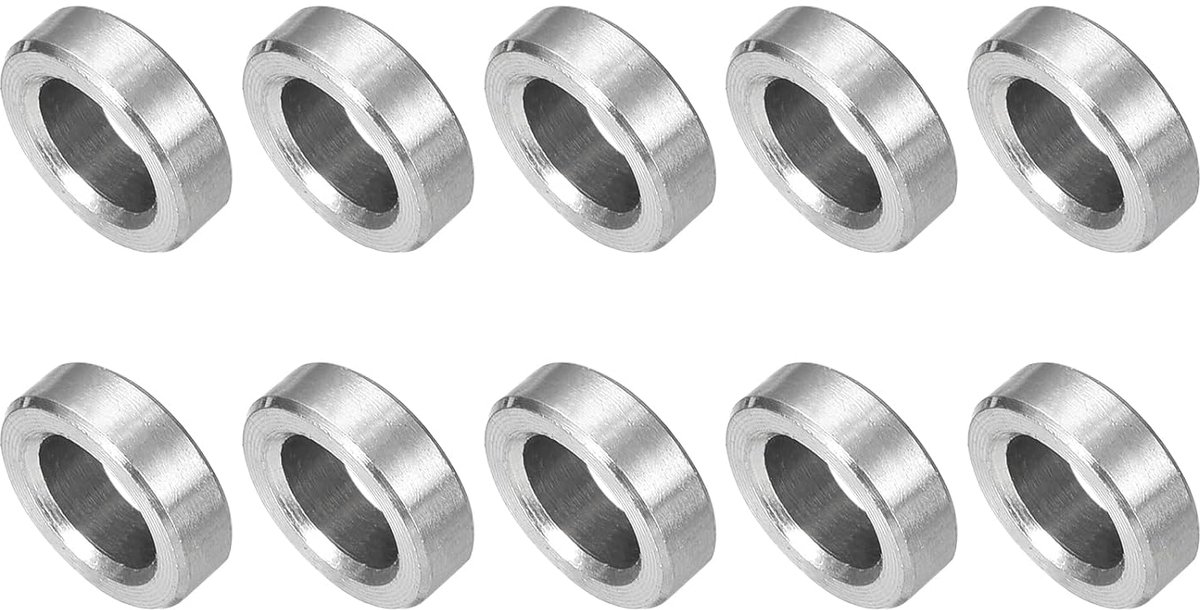 10 stuks afstandhouders van roestvrij staal, 6 mm ID x 10 mm OD x 3 mm L, afstandhouders van messing, zonder schroefdraad, ronde spacer voor schroeven, moeren 1/4 inch of M6