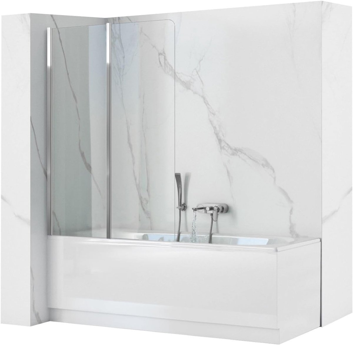 Agat-2 opklapbaar badscherm 100 x 140 cm badscherm aan muur, 5 mm veiligheidsglas (Profielafwerking: Chroom)
