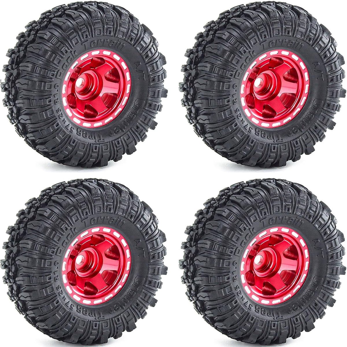 Wielen en Banden Set 57 x 24 mm 1,0 inch Rubber Rock Crawler Banden & Legering Blade Wielen voor 1/18 1/24 Axial SCX24 TRX4M Gladiator Bronco C10 JLU Deadbolt RC Crawler Upgrade