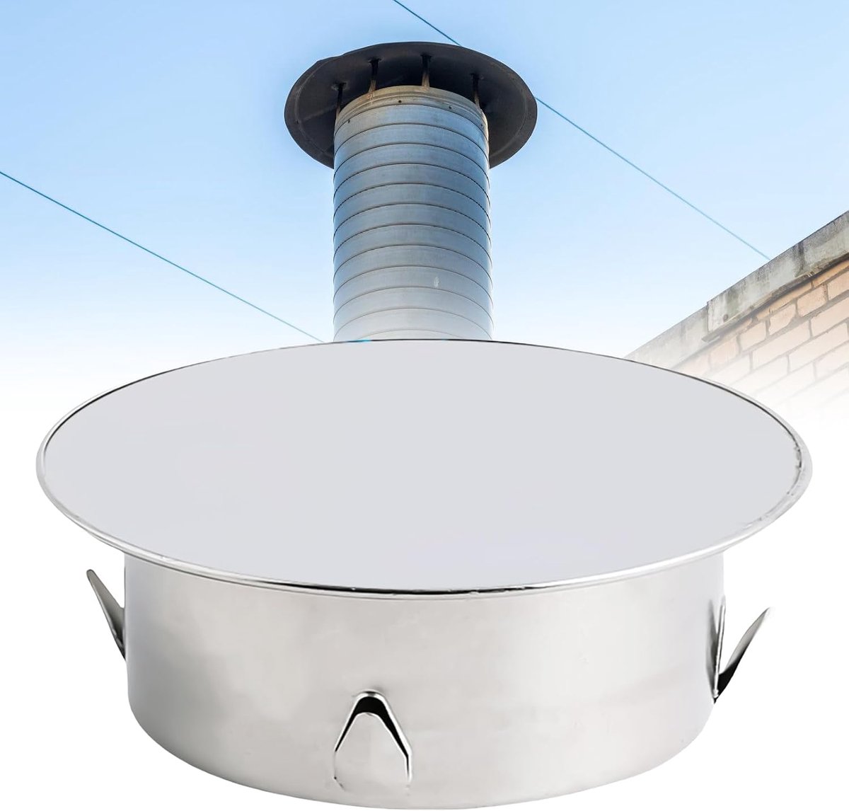Kachelpijp afdekking ø125 mm buisdeksel schoorsteenafdekking rookpijp afdekking kachelpijpkap roestvrijstalen wandvoeringdeksel, kachelgatdeksel voor alle gangbare buizen, zilver