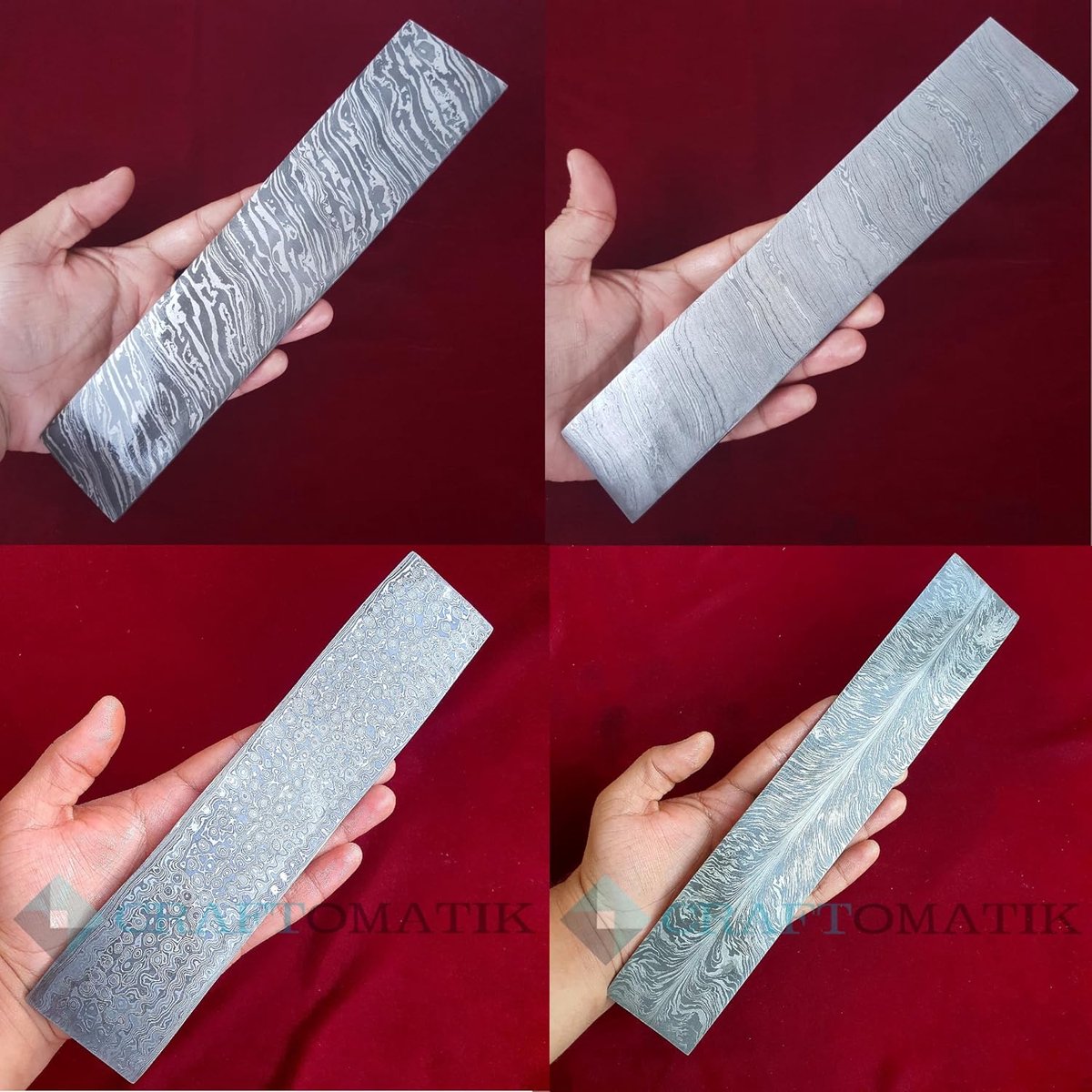 Damastplaat van roestvrij staal, ruwstaal damastplaat, 1095 + 15N20 damaststaal, 30 cm - 12 inch, twist patroon - DB02